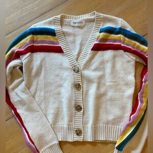 Impressions Rainbow Cropped Cardigan Y2K size small